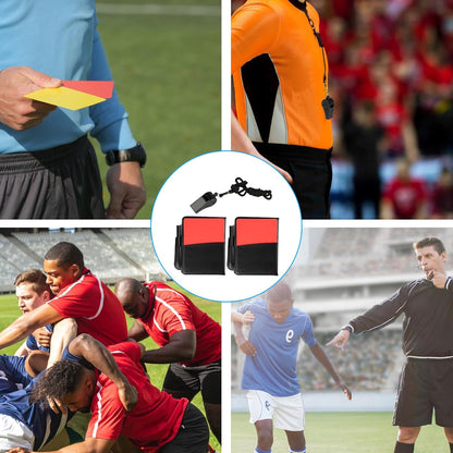 Soccer Referee Kit: Includes Whistle with Lanyard and Red/Yellow Card Set for Coaching and Training