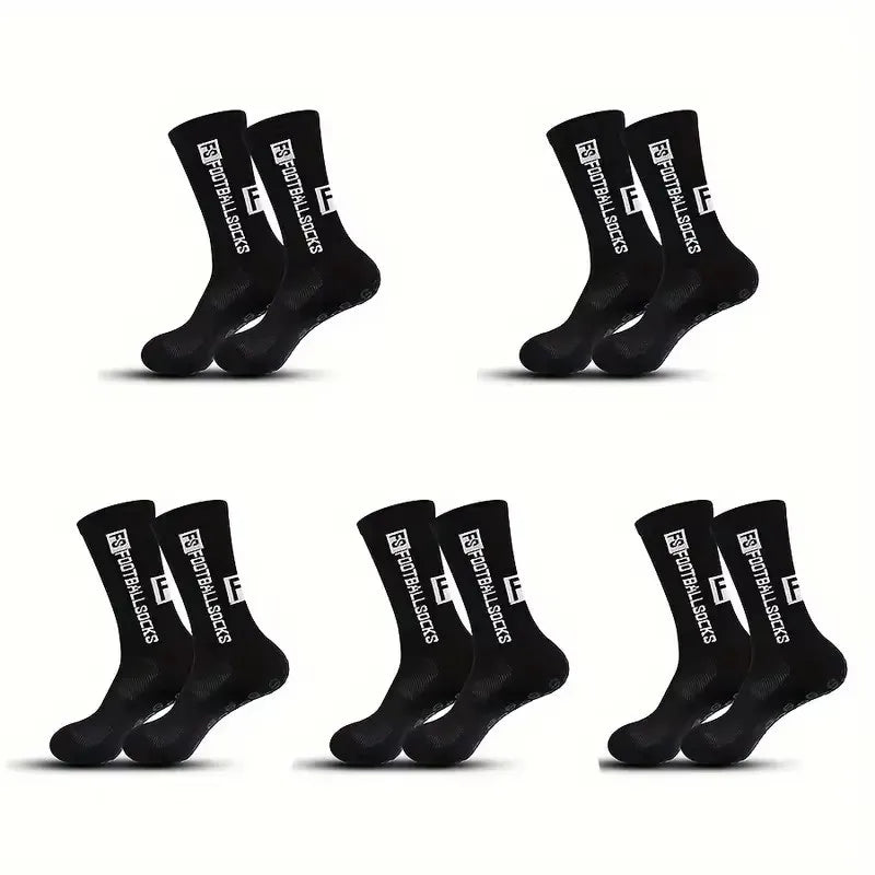 5 Pairs Non-Slip Football Socks Breathable Wear-Resistant Outdoor Sports Socks for Soccer, Rugby, Basketball, Running