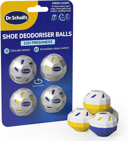 Shoe Deodoriser Balls - Keeps Shoes, Football Boots, Gym Bags Smelling Fresh, Clinically Tested Shoe Deodoriser with All-Day Freshness, Reusable and Long-Lasting, Shoe Odour Eliminator