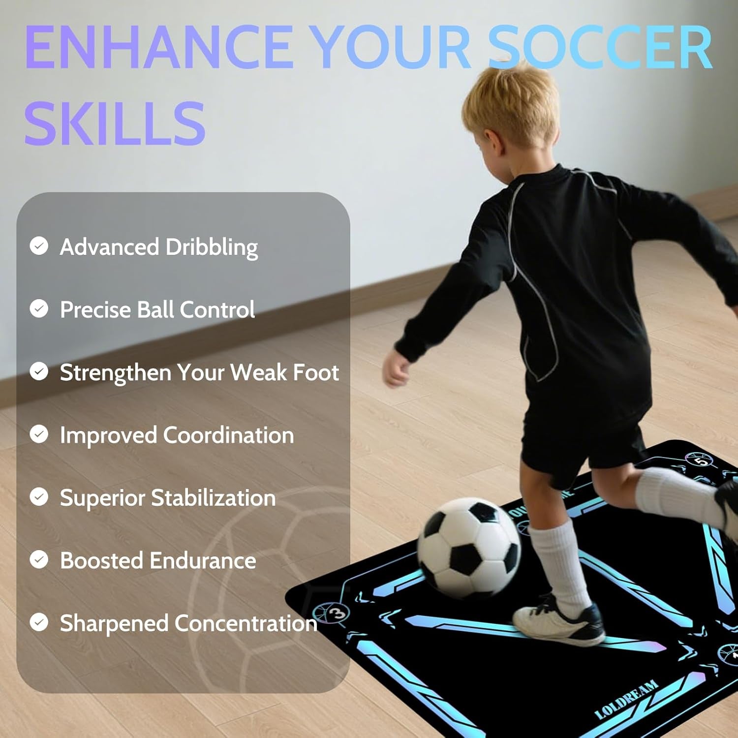 Professional Soccer Training Equipment: Versatile Training Mat with Instructional Video for All Skill Levels - Agility and Non-Slip Footstep Training Mat Ideal for Kids' Soccer Development