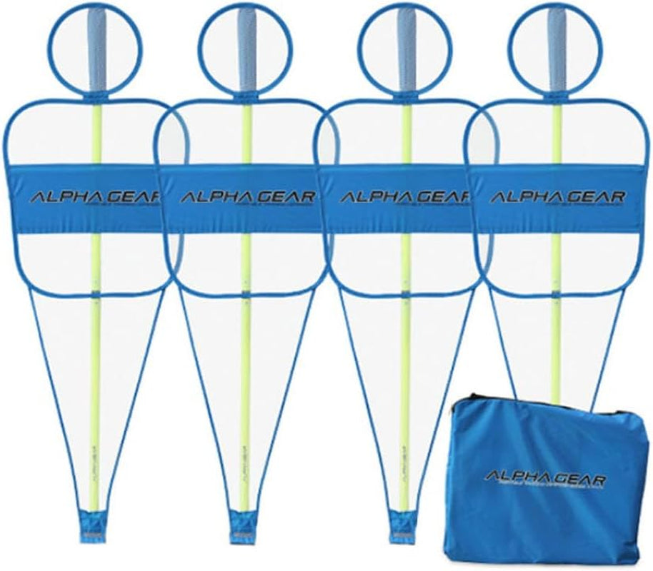 Alpha Gear Defensive Mesh Bodies for Agility Poles - Lightweight Portable Training Mannequins, Flexible Wire Design, Set of 4 in Carry Bag - Blue
