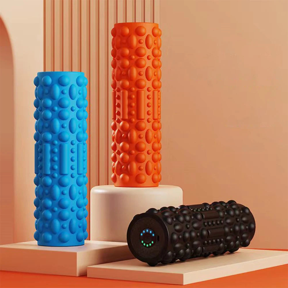 Electric Vibrating Foam Roller Massage Column Rechargeable Exercise Roller 5 Modes Muscle Roller for Yoga Pilates