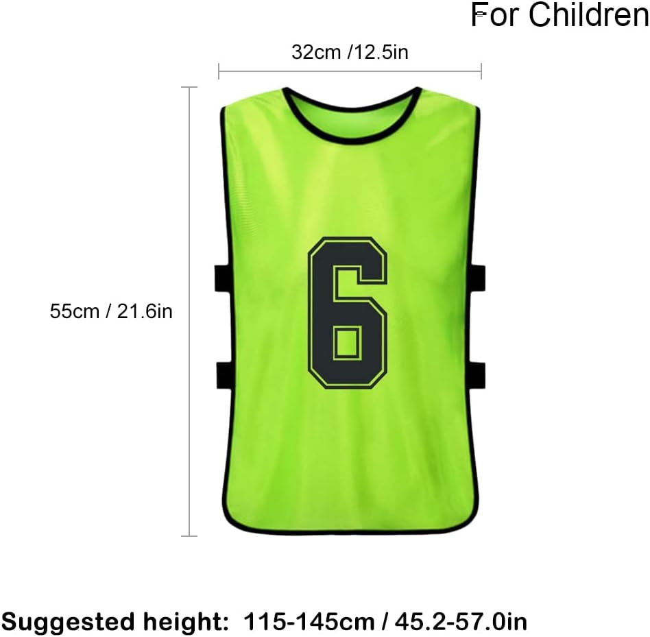 12-Pack Youth Sports Pinnies - Quick-Drying Soccer Jerseys in Red and Sky Blue for Scrimmage and Training, Numbered Practice Vests