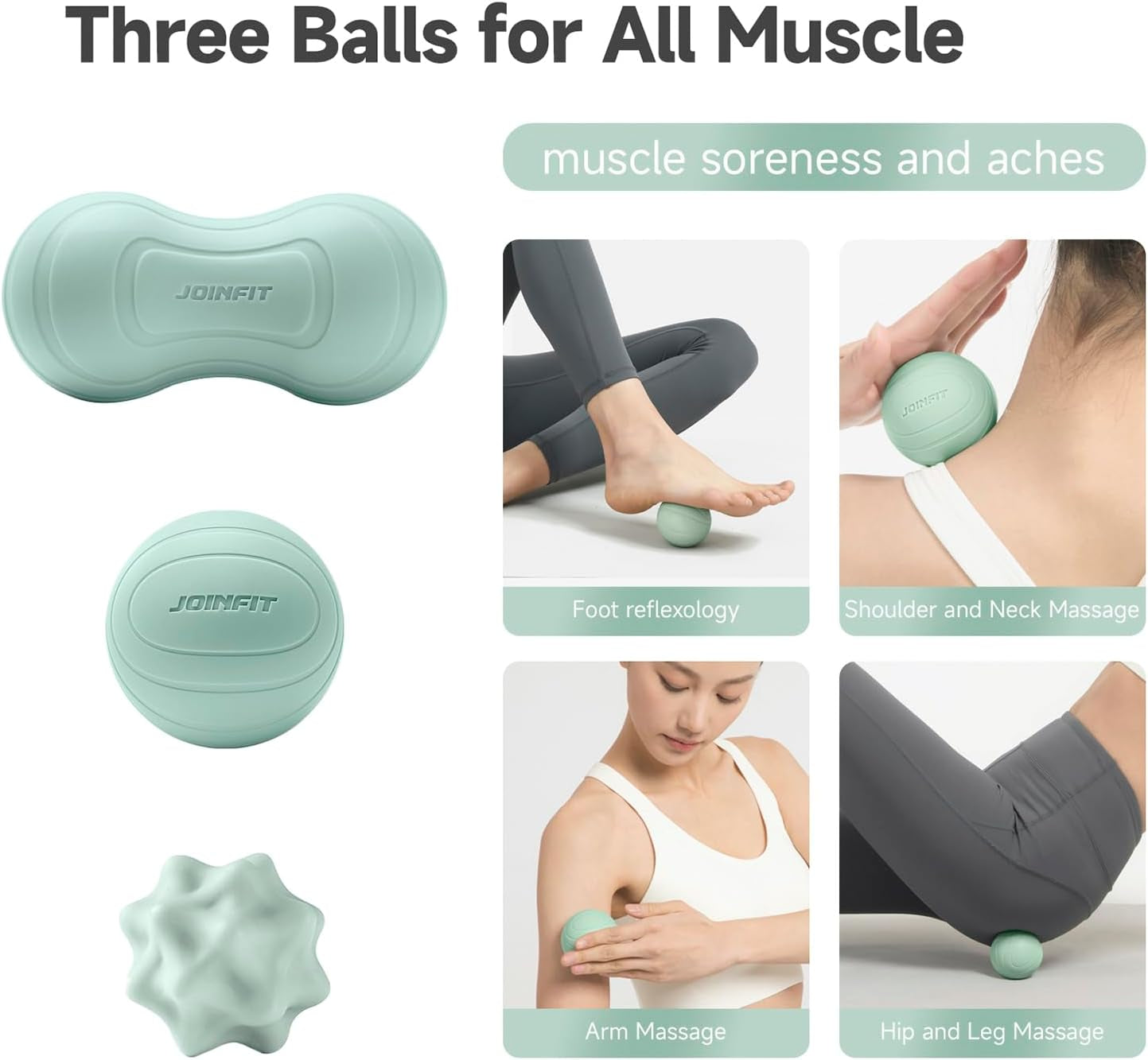 Professional Massage Ball Set for Trigger Point Therapy and Physical Rehabilitation, Includes Lacrosse Ball, Peanut Ball, and Spiky Ball with Carrying Bag (3-Piece Set)