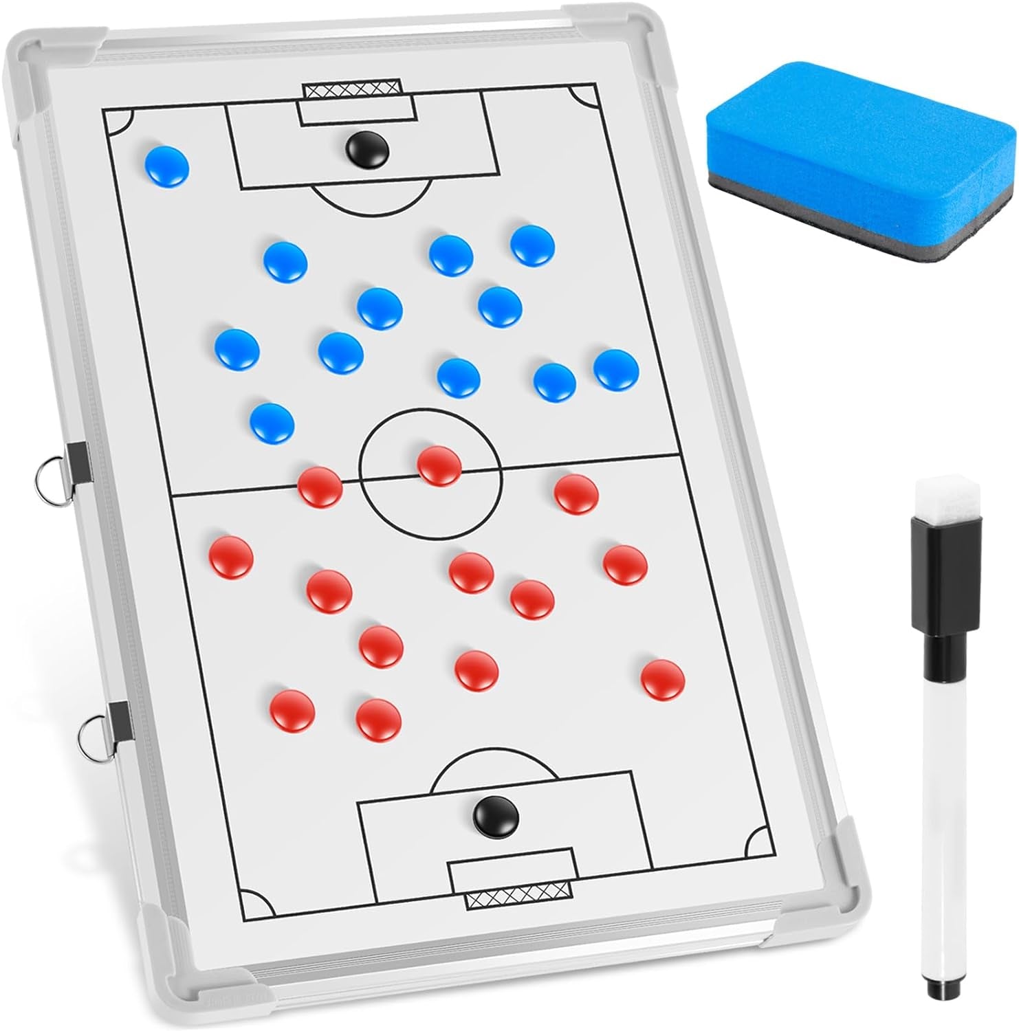 Magnetic Soccer Coaching Clipboard with Chess Pieces Pen - Portable Dry Erase Tactical Board for Soccer Training Strategies