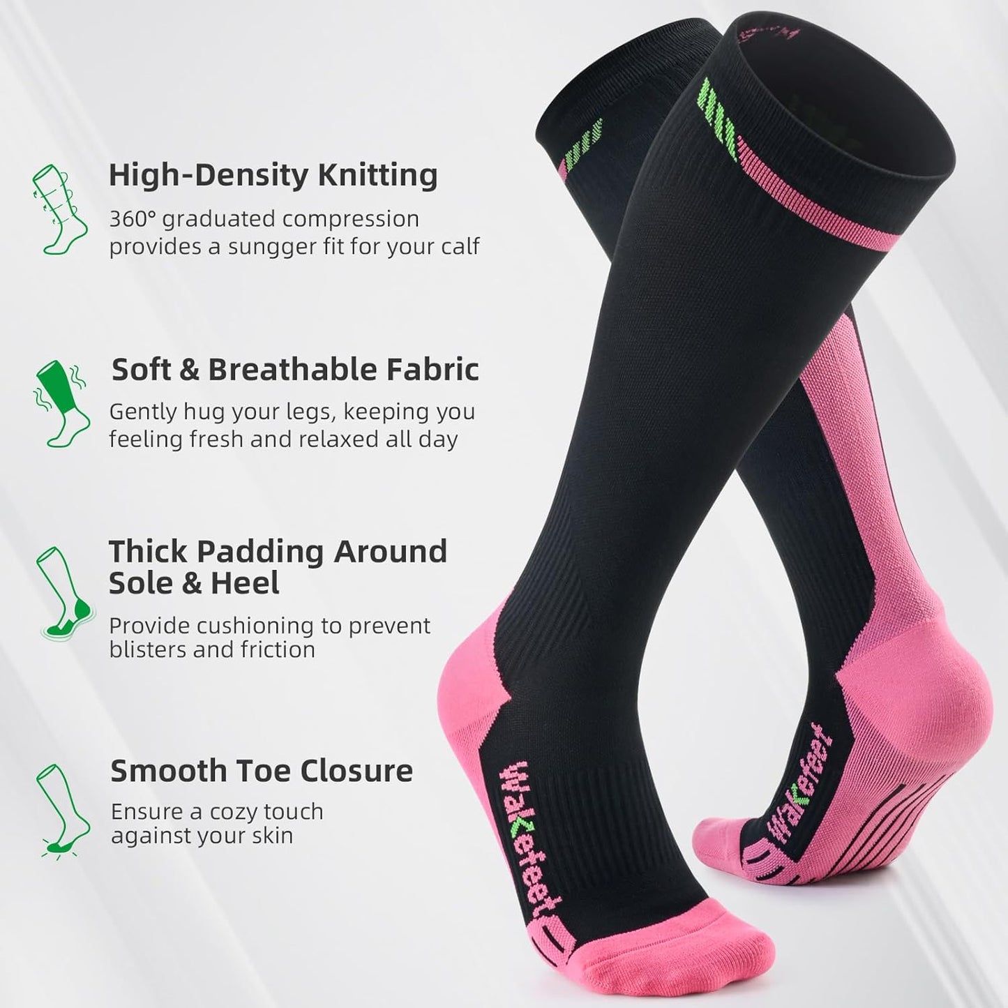 Medical Compression Socks for Women and Men, 20–30 mmHg Graduated Compression Stockings - 3 Pairs for Circulation, Swelling, Varicose Veins, Ideal for Nurses, Travel, and Pregnancy