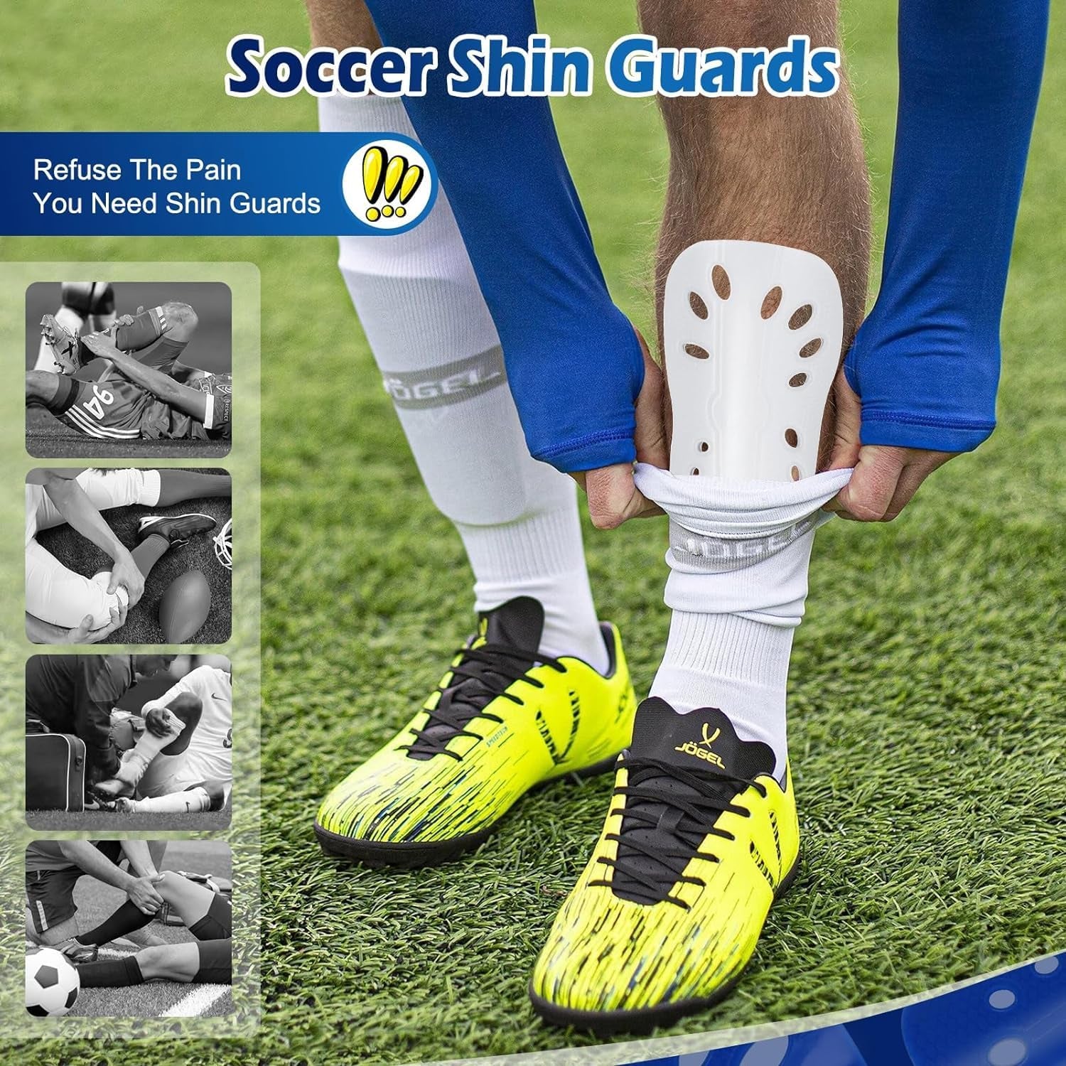 Professional Soccer Shin Guards - 2 Pairs of Lightweight and Breathable Calf Protective Gear for Adults and Youth