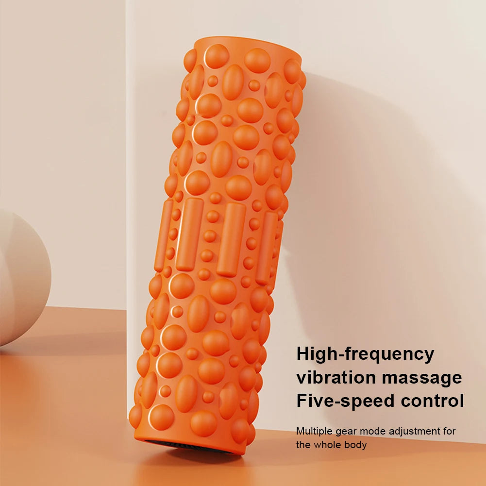 Electric Vibrating Foam Roller Massage Column Rechargeable Exercise Roller 5 Modes Muscle Roller for Yoga Pilates