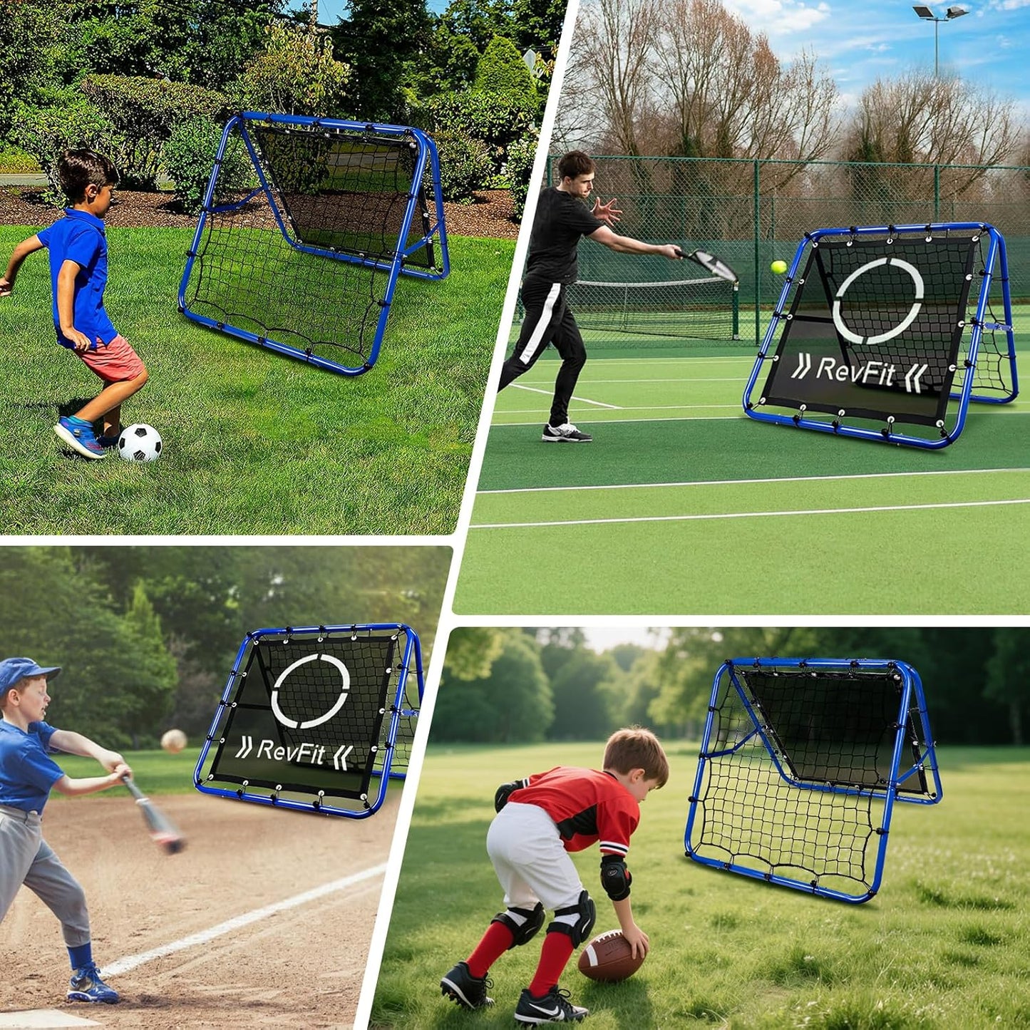 Adjustable Dual-Sided Rebounder Net with Target for Football, Baseball, Tennis, and Rugby - Durable Steel Frame Training Equipment