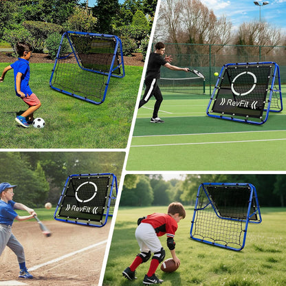 Adjustable Dual-Sided Rebounder Net with Target for Football, Baseball, Tennis, and Rugby - Durable Steel Frame Training Equipment