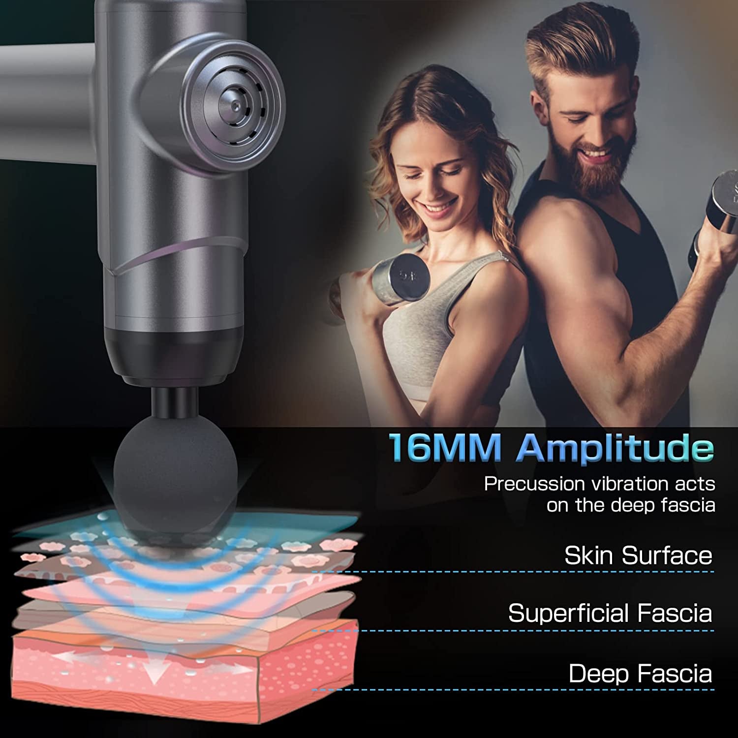 Deep Tissue Electric Massage Gun with 6 Interchangeable Heads, 99 Adjustable Speeds, LCD Display, and Rechargeable Design for Muscle Pain Relief and Recovery