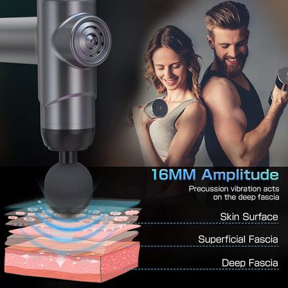 Deep Tissue Electric Massage Gun with 6 Interchangeable Heads, 99 Adjustable Speeds, LCD Display, and Rechargeable Design for Muscle Pain Relief and Recovery