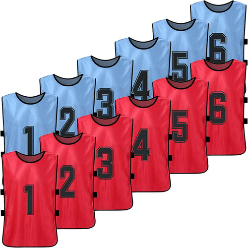 Football Training Bibs — Numbered 12-Pack Practice Vests