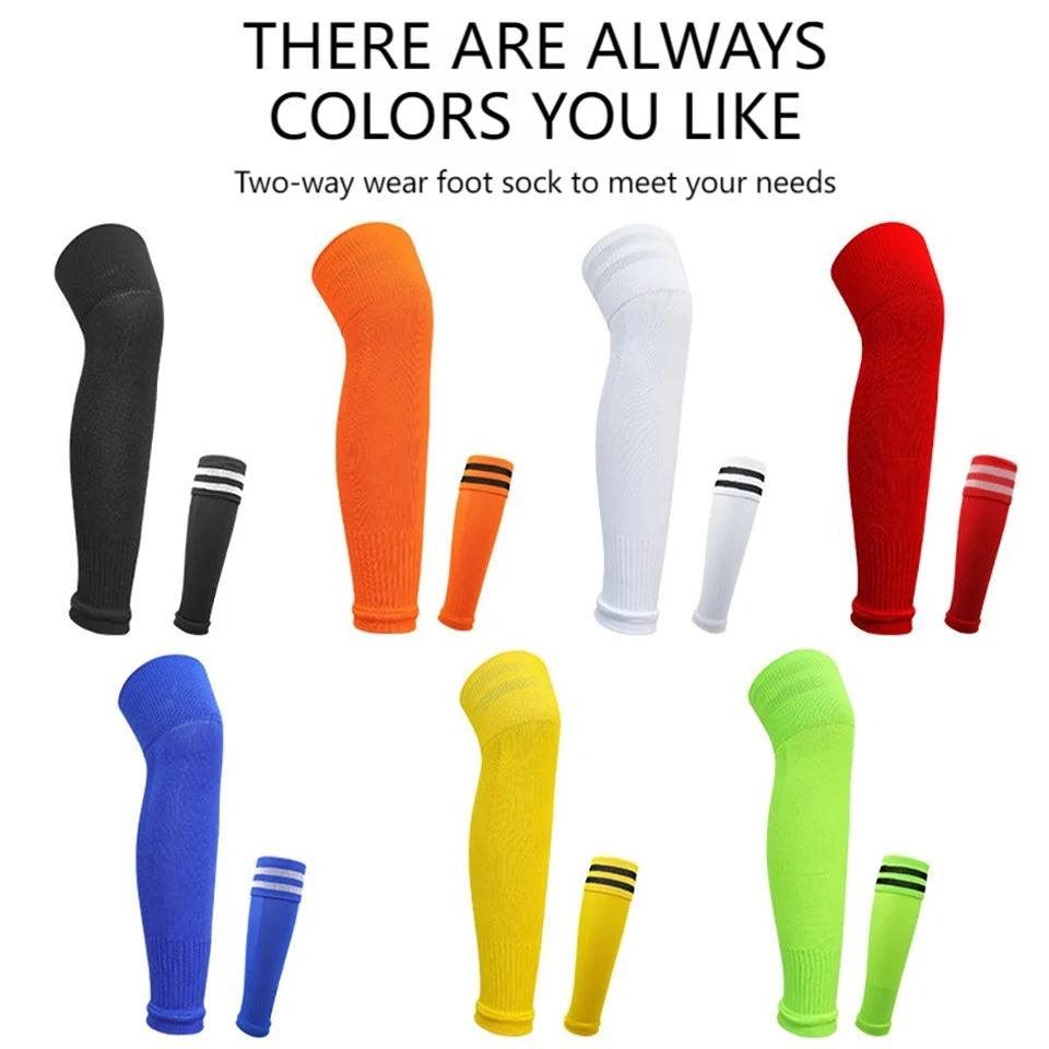 1Pair Football Sock Calf Sleeves Adult Knee Protection Sports Socks High Tube Breathable Soccer Leg Warmers Shin Guard
