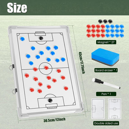 Magnetic Soccer Coaching Clipboard with Chess Pieces Pen - Portable Dry Erase Tactical Board for Soccer Training Strategies