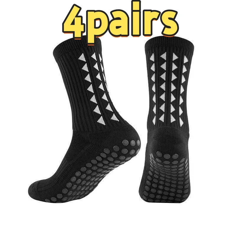 4Pairs Men Women Football Grip Socks Towel Bottom Sport Socks Rugby Soccer Cycling Running Exercise Athletic Socks