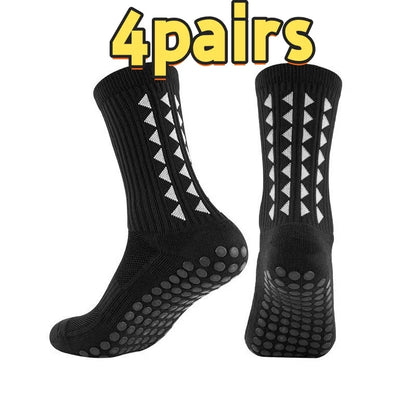 4Pairs Men Women Football Grip Socks Towel Bottom Sport Socks Rugby Soccer Cycling Running Exercise Athletic Socks