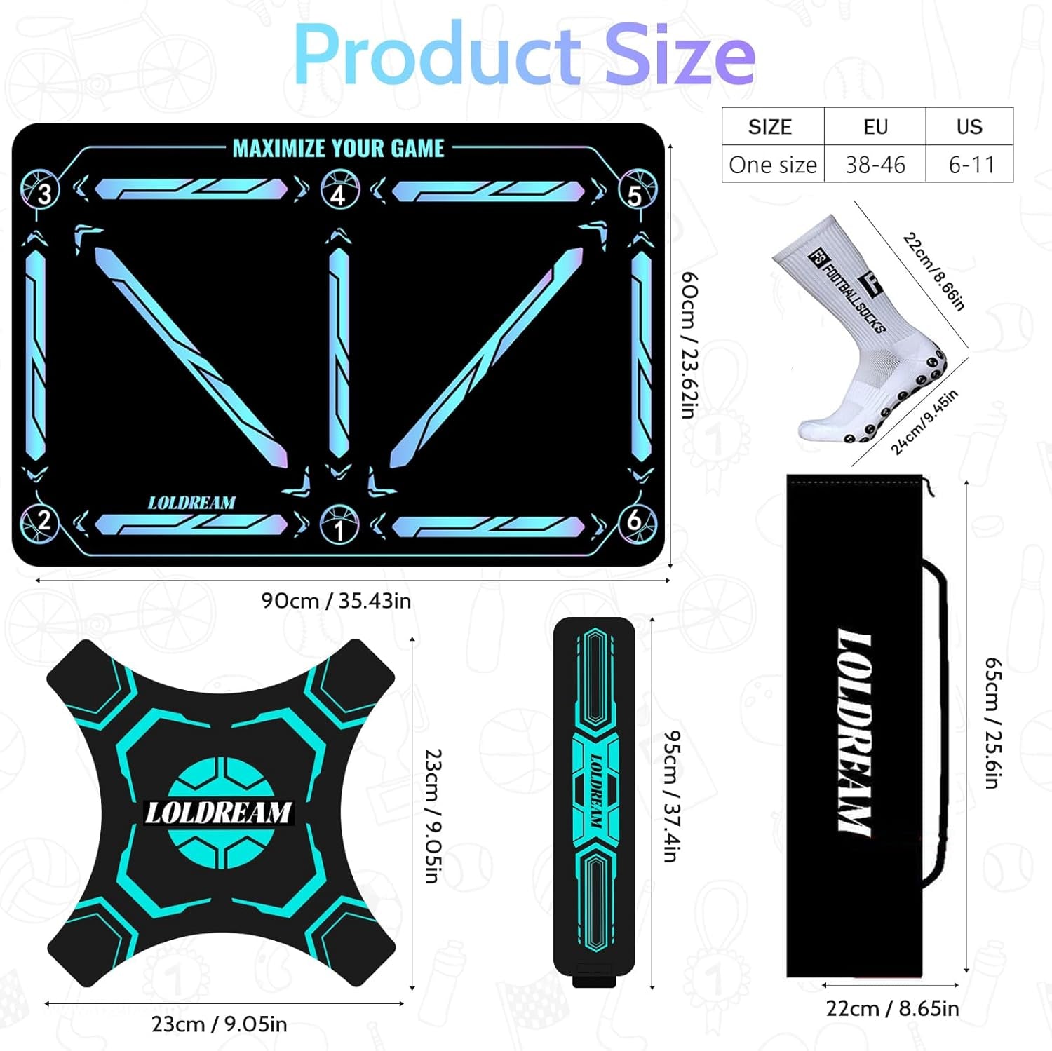 Professional Soccer Training Equipment: Versatile Training Mat with Instructional Video for All Skill Levels - Agility and Non-Slip Footstep Training Mat Ideal for Kids' Soccer Development