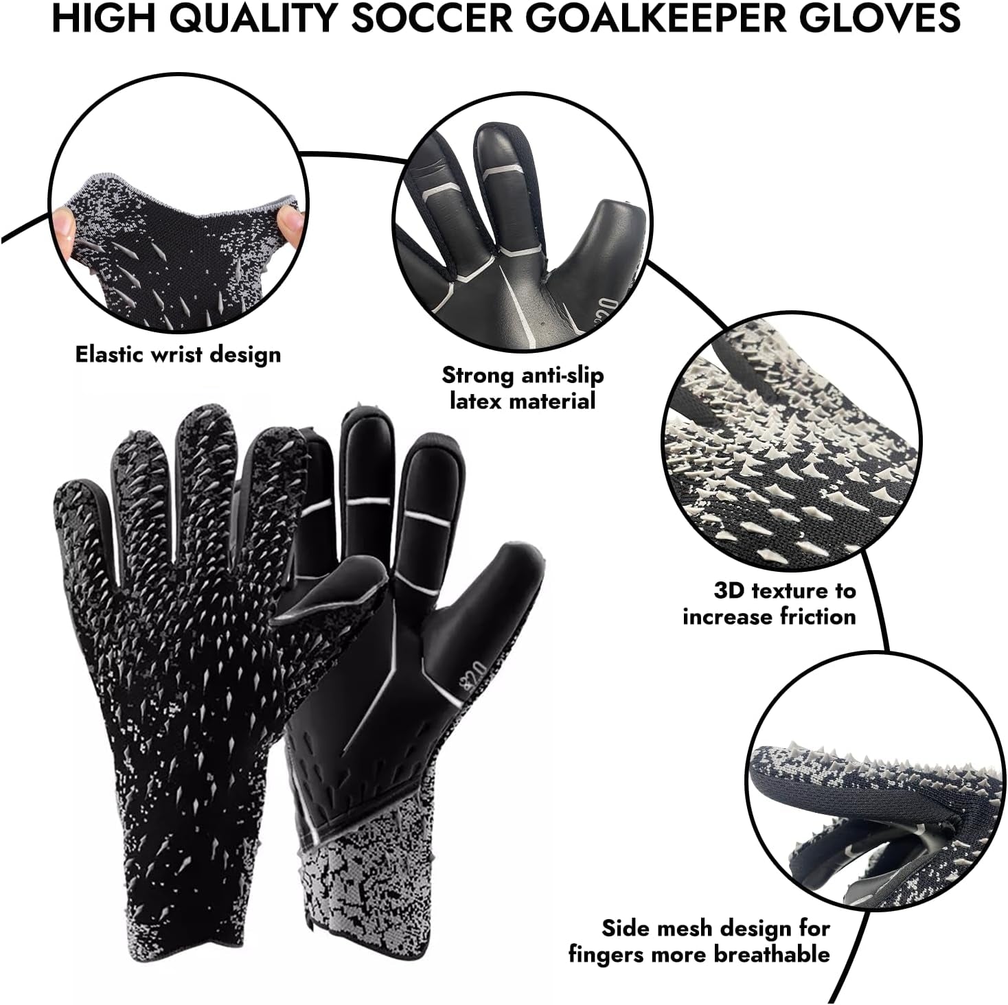 Professional Soccer Goalkeeper Gloves for Youth and Adults - Enhanced Grip, Full Finger Design, and Breathable Mesh for Optimal Hand Protection