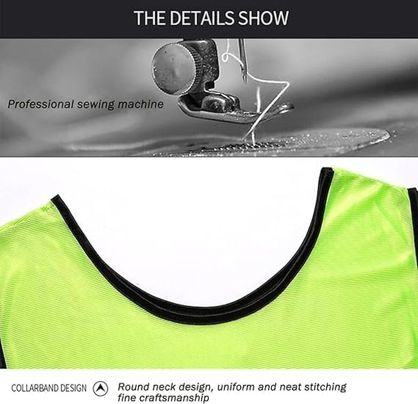 High Visibility Mesh Sports Training Bibs, 5-Pack Adult Sleeveless Practice Jerseys in Neon Green