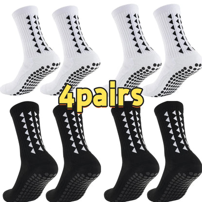 4Pairs Men Women Football Grip Socks Towel Bottom Sport Socks Rugby Soccer Cycling Running Exercise Athletic Socks