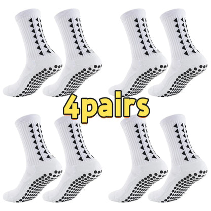 4Pairs Men Women Football Grip Socks Towel Bottom Sport Socks Rugby Soccer Cycling Running Exercise Athletic Socks